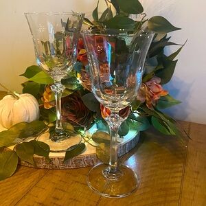 Oneida Fedora Bavarian Crystal Wine Glasses set of 2